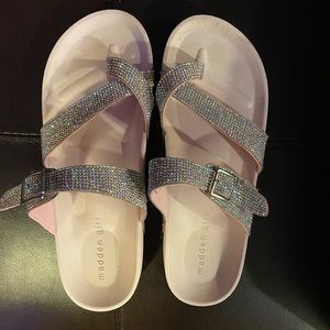 Women's Madden Girl Slides light pink Bling, size 8, NO smoke/smells/pets
